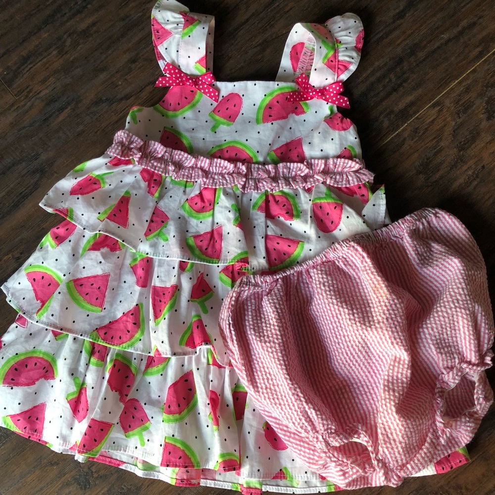 Strawberry Dress with Matching Bloomers 18m